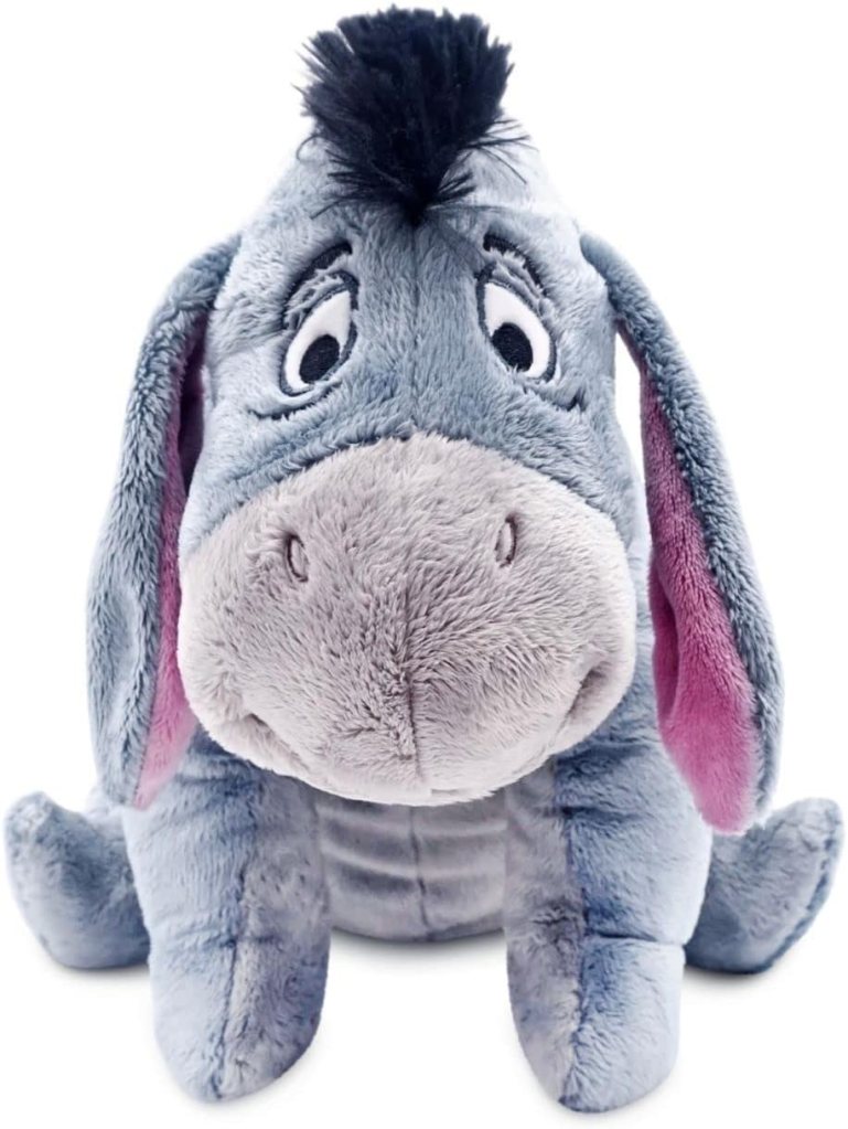 Stuffed animal called Eeyore from winnie the pooh.